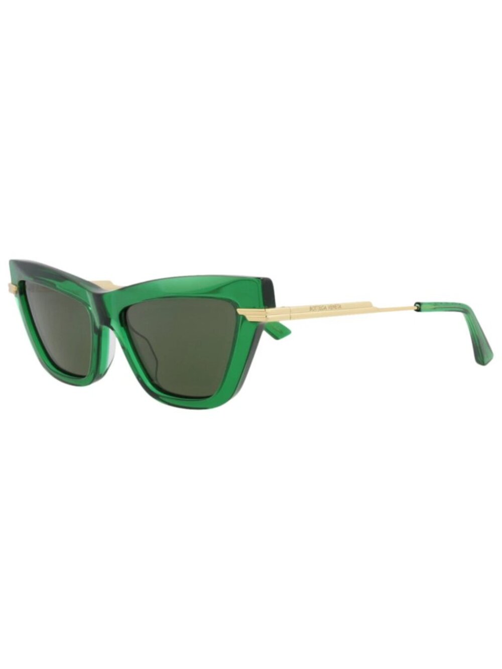 New Bottega Veneta Women's Sunglasses Cat Eye Recycled Acetate Frame Green Gold